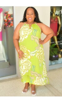 MLLE Gabrielle GIVA- Plus Size Floral Hi Neck Dress with Keyhole