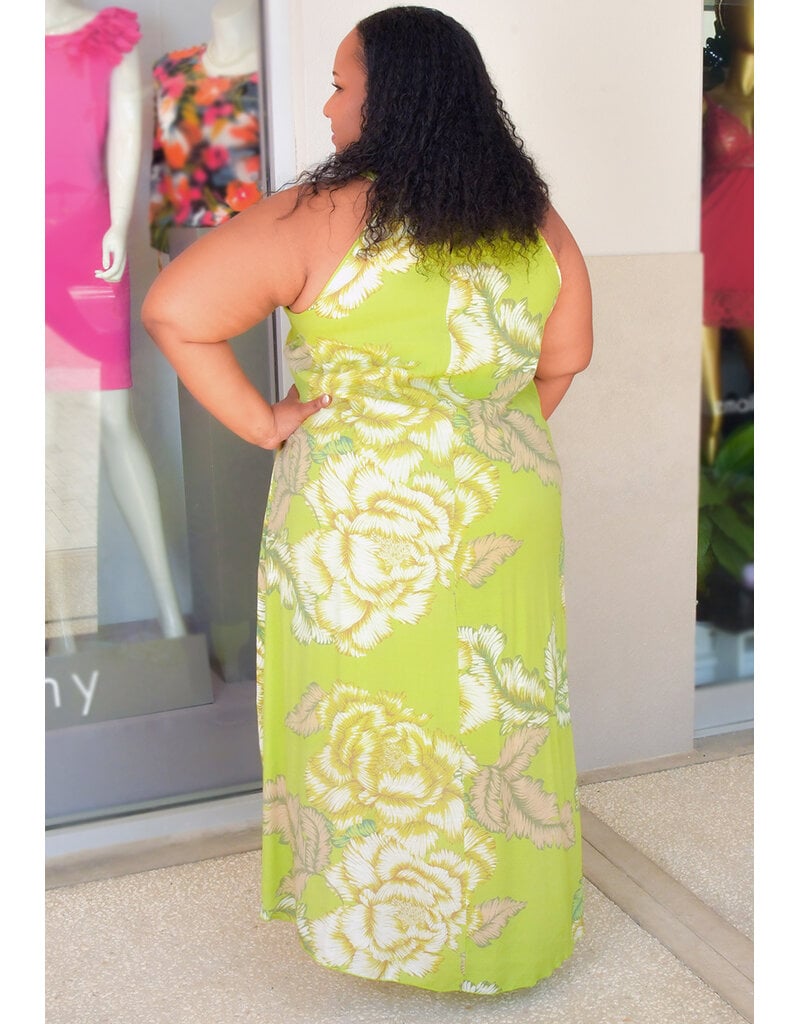 MLLE Gabrielle GIVA- Plus Size Floral Hi Neck Dress with Keyhole