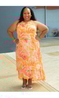 MLLE Gabrielle GIVA-Plus Size Hi Neck Dress with Keyhole