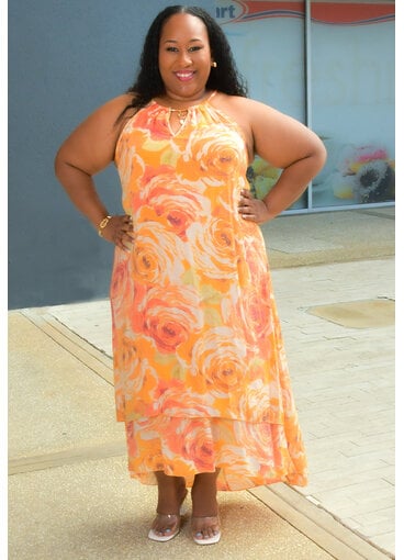 MLLE Gabrielle GIVA-Plus Size Hi Neck Dress with Keyhole