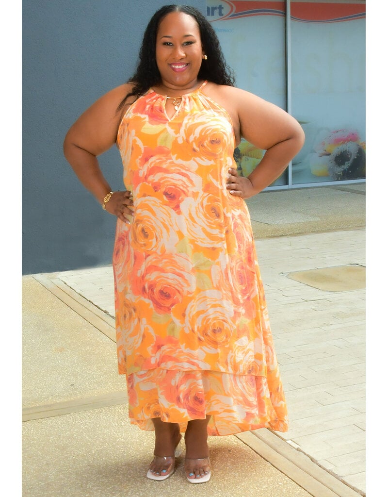 MLLE Gabrielle GIVA-Plus Size Hi Neck Dress with Keyhole