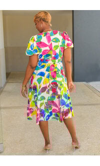 ALITA- Printed Lap Top Dress with Puff Sleeve