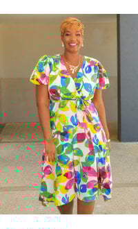 ALITA- Printed Lap Top Dress with Puff Sleeve