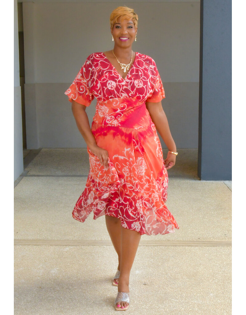 FANON- Floral Print V-Neck Dress