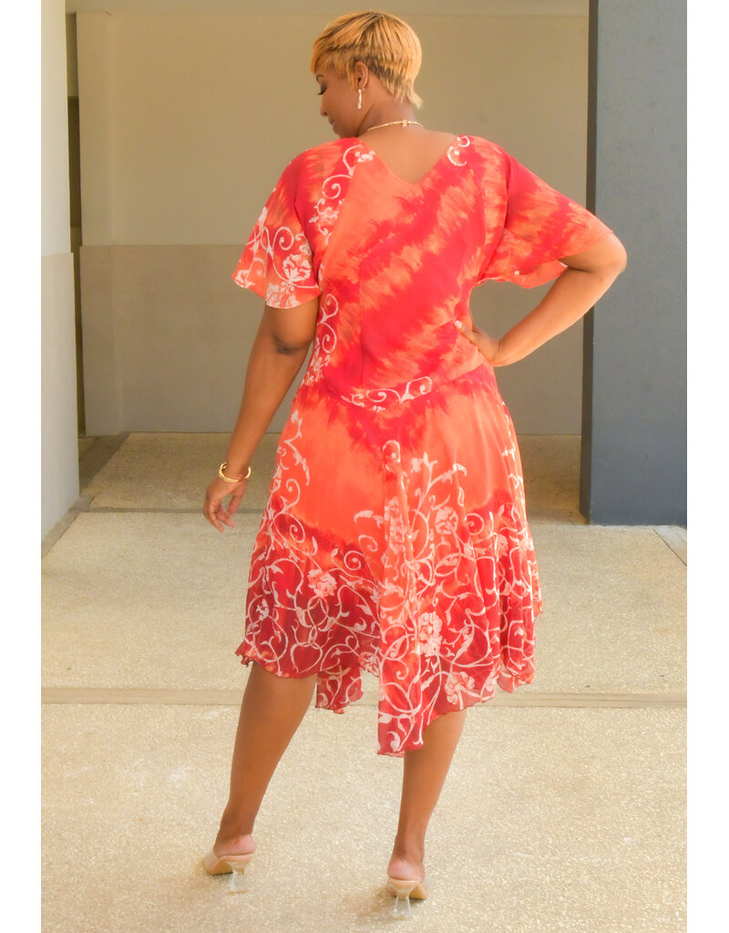 FANON- Floral Print V-Neck Dress