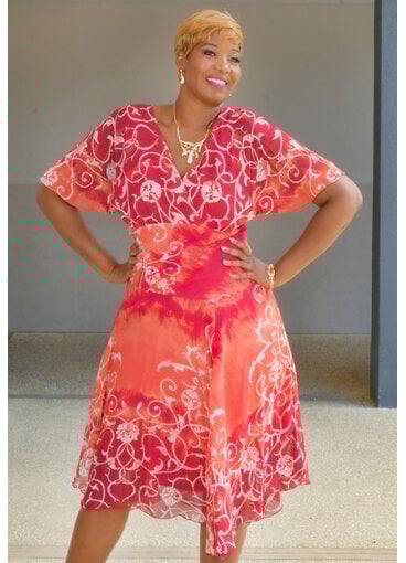 FANON- Floral Print V-Neck Dress