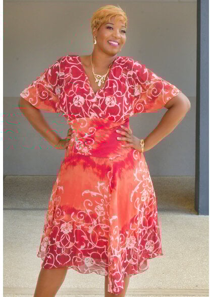 FANON- Floral Print V-Neck Dress