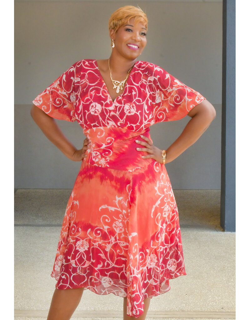 FANON- Floral Print V-Neck Dress