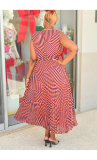 Sandra Darren FFIDINA- Long Stripe Dress with Steam Pleat Bottom