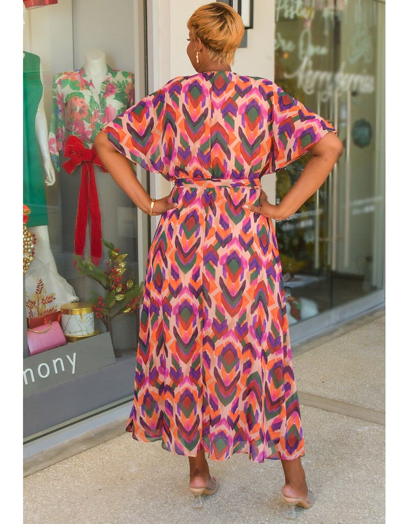 Sandra Darren FILITH- Long Printed Lap Top Dress with Band