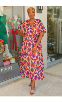 Sandra Darren FILITH- Long Printed Lap Top Dress with Band