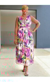 FINLEY- Floral Foil Print Long Dress