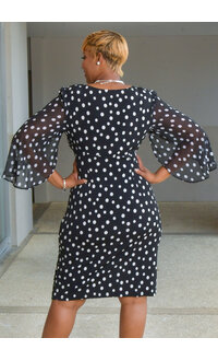 IEVA- Polka Dot Dress with Chiffon Sleeves