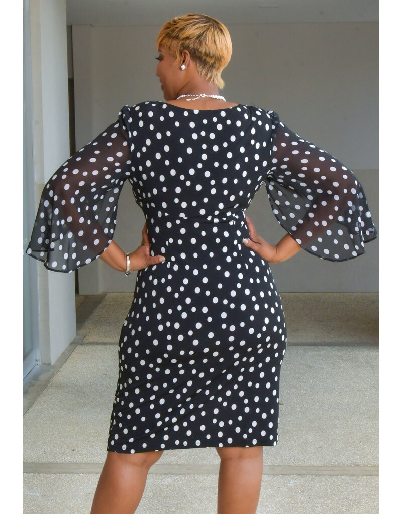 IEVA- Polka Dot Dress with Chiffon Sleeves