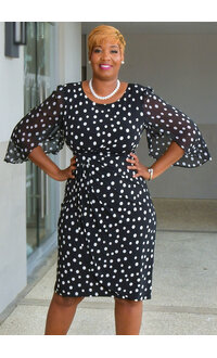 IEVA- Polka Dot Dress with Chiffon Sleeves