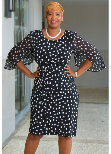IEVA- Polka Dot Dress with Chiffon Sleeves