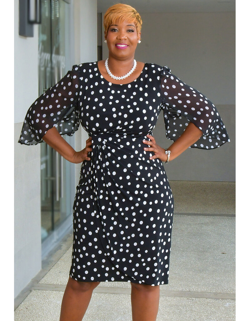 IEVA- Polka Dot Dress with Chiffon Sleeves