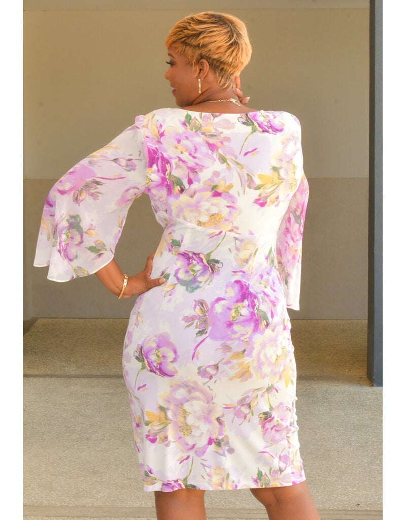 IEVA- Floral Dress with Chiffon Sleeves