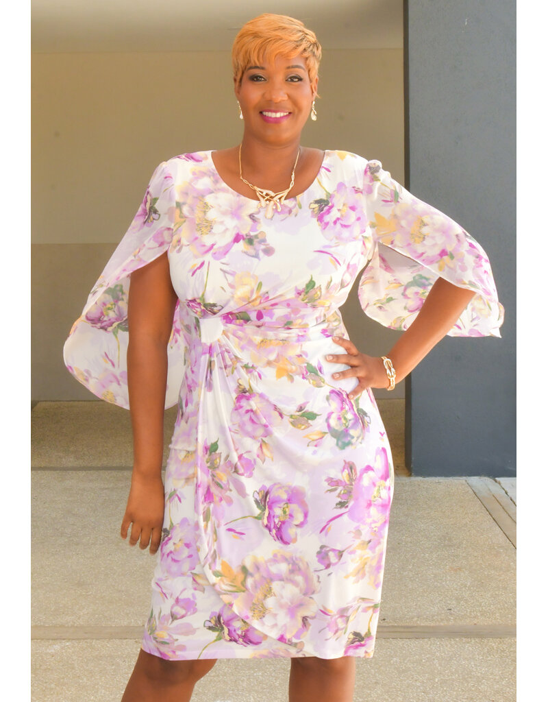 IEVA- Floral Dress with Chiffon Sleeves