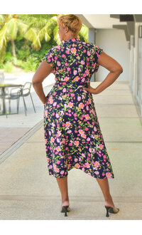 Nina Leonard KEATON-Printed Button Down Dress with Collar