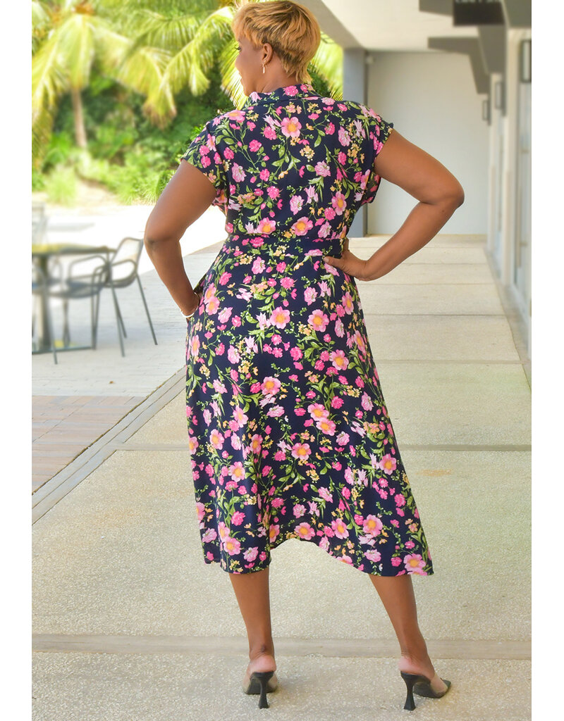 Nina Leonard KEATON-Printed Button Down Dress with Collar