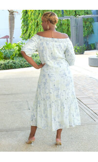 MARISSA OLIVIA KOLLYNS- Printed Elastic Neck Puff Sleeve Dress