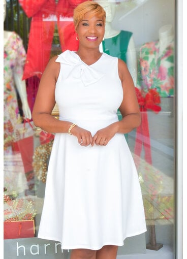 GLAMOUR RALK- Solid Flare Dress with Bow On 1 Shoulder