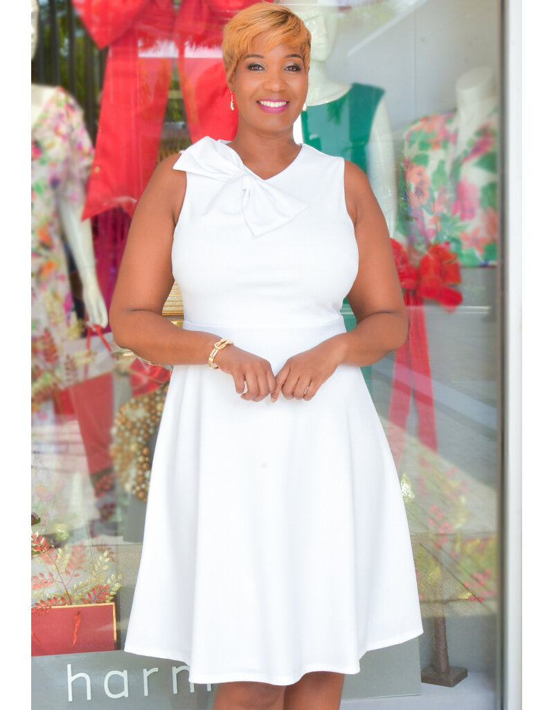 GLAMOUR RALK- Solid Flare Dress with Bow On 1 Shoulder