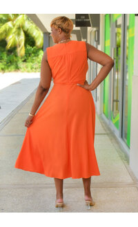 GLAMOUR ROAN- Solid Armhole Dress with Band