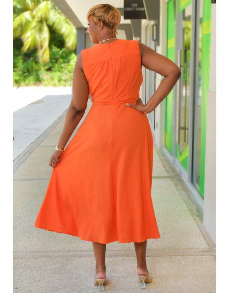 GLAMOUR ROAN- Solid Armhole Dress with Band