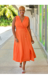 GLAMOUR ROAN- Solid Armhole Dress with Band