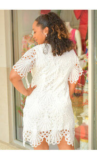 Sandra Darren CYPRESS- Round Neck Short Sleeve Dress