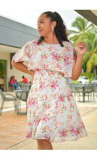 Maison Tara FIJAN- Floral Dress with Cape