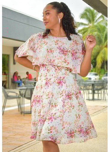 Maison Tara FIJAN- Floral Dress with Cape