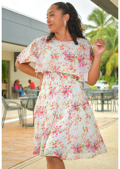 Maison Tara FIJAN- Floral Dress with Cape