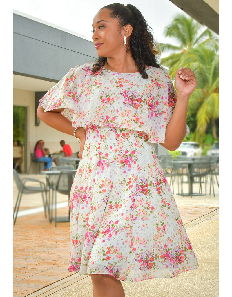 Maison Tara FIJAN- Floral Dress with Cape