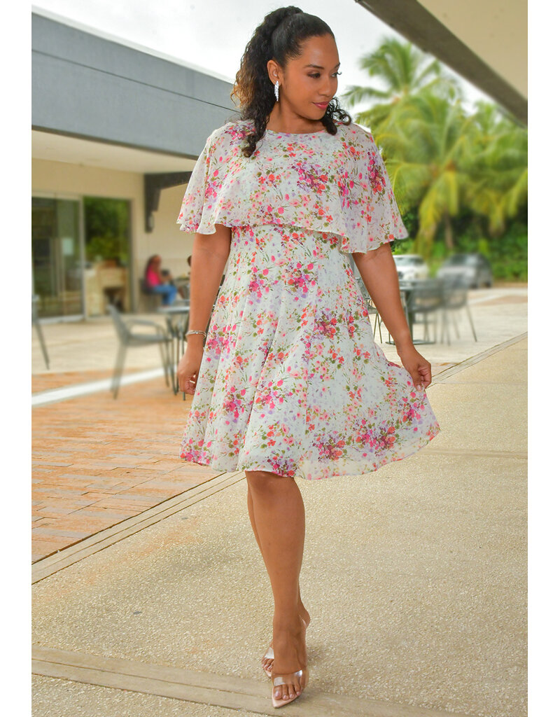 Maison Tara FIJAN- Floral Dress with Cape