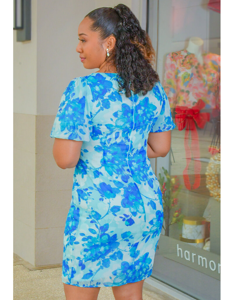 FIVA- Floral Puff Sleeve with Pleated Waist