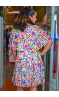 Maison Tara FIJAN- Foil Floral Print Cape Dress