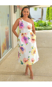 Julia Jordan HANDY- Floral Print One Shoulder Dress