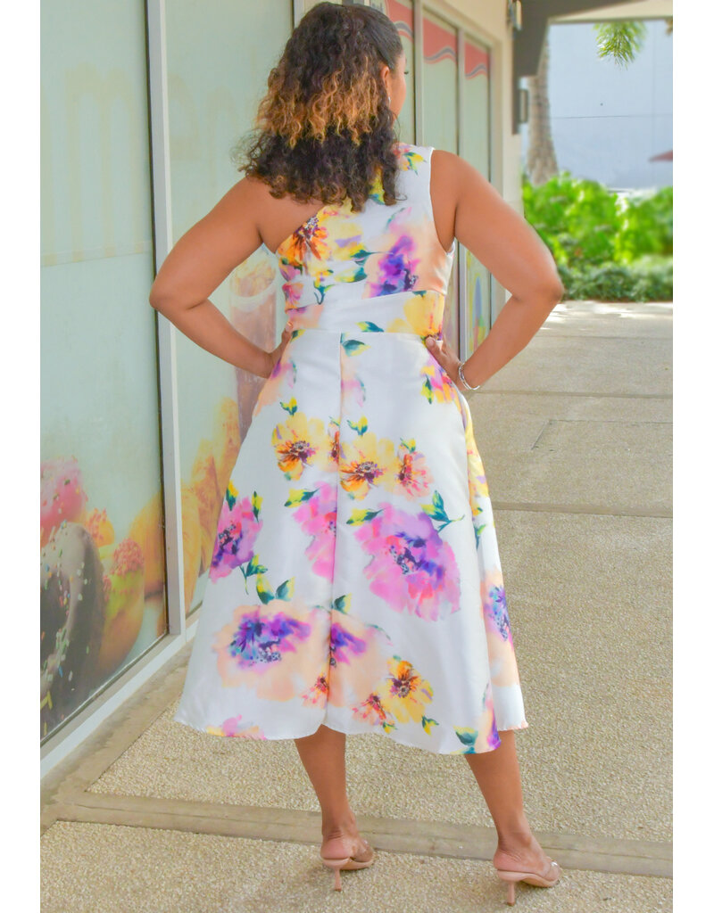 Julia Jordan HANDY- Floral Print One Shoulder Dress