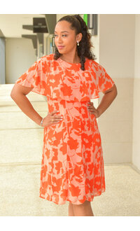 FIJAN- Floral Print Dress with Cape