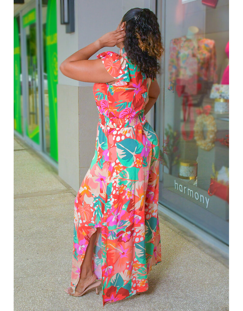 MSK KEMUEL- Floral Elastic Neck Jumper with Frill Sleeves