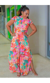 MSK KEMUEL- Floral Elastic Neck Jumper with Frill Sleeves