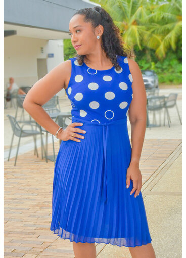 Peach Velvet ROBE- Circle Print Dress with Steam Pleat Bottom