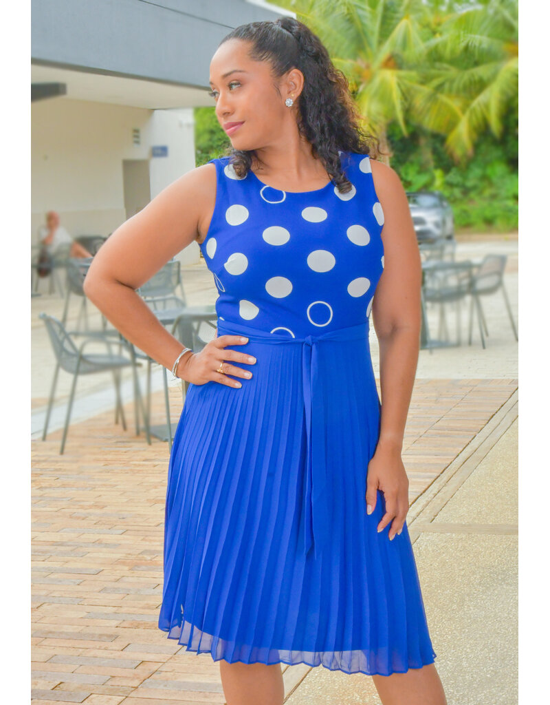 Peach Velvet ROBE- Circle Print Dress with Steam Pleat Bottom