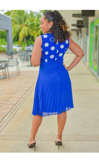 Peach Velvet ROBE- Circle Print Dress with Steam Pleat Bottom