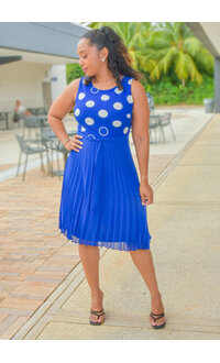 Peach Velvet ROBE- Circle Print Dress with Steam Pleat Bottom