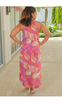 MLLE Gabrielle GIVA- Floral Hi Neck Dress with Keyhole