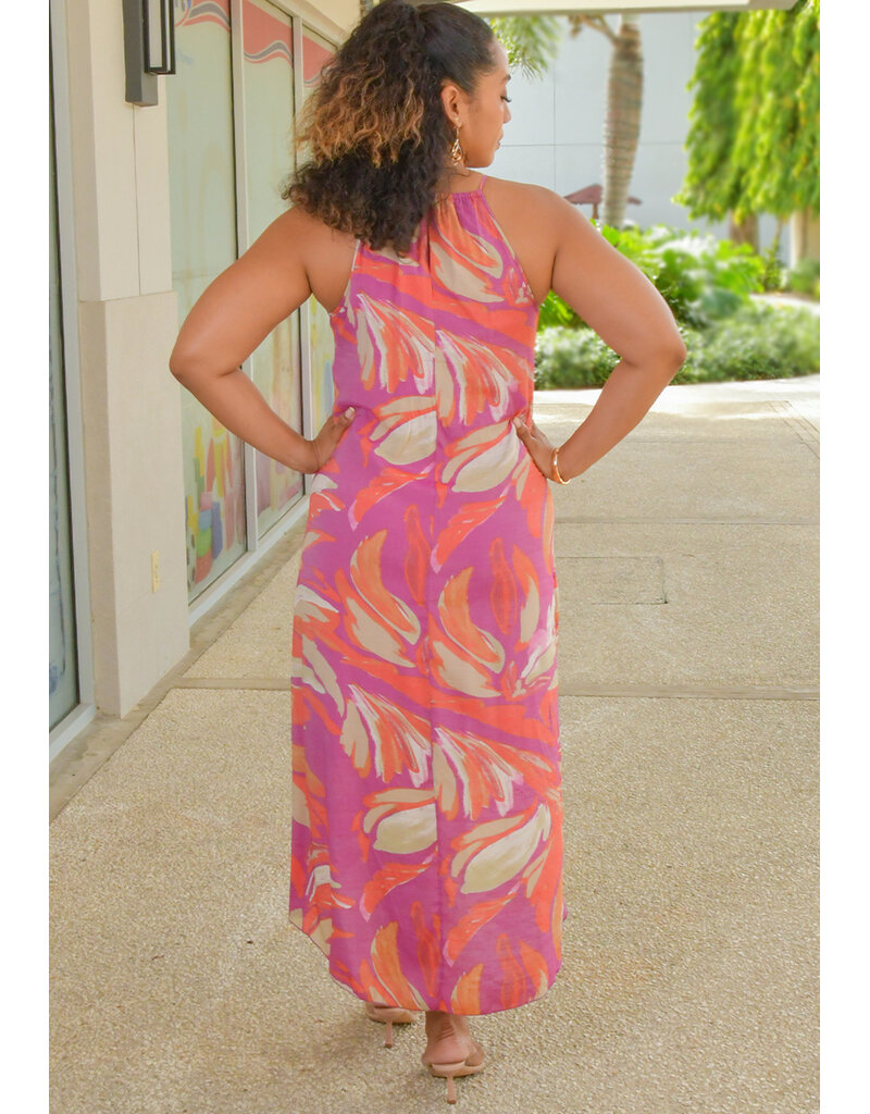 MLLE Gabrielle GIVA- Floral Hi Neck Dress with Keyhole